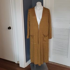Lularoe Custard Striped Long Cardigan